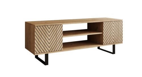 Lorello “Herringbone” TV cabinet, 135 cm, oak color, ADRK