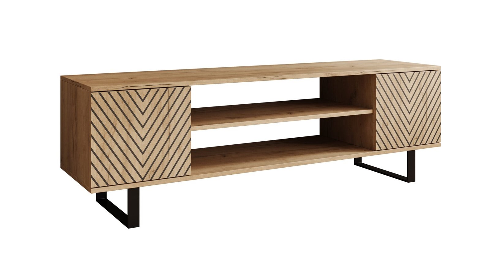 Lorello "Herringbone" TV cabinet, 155 cm, oak color, ADRK