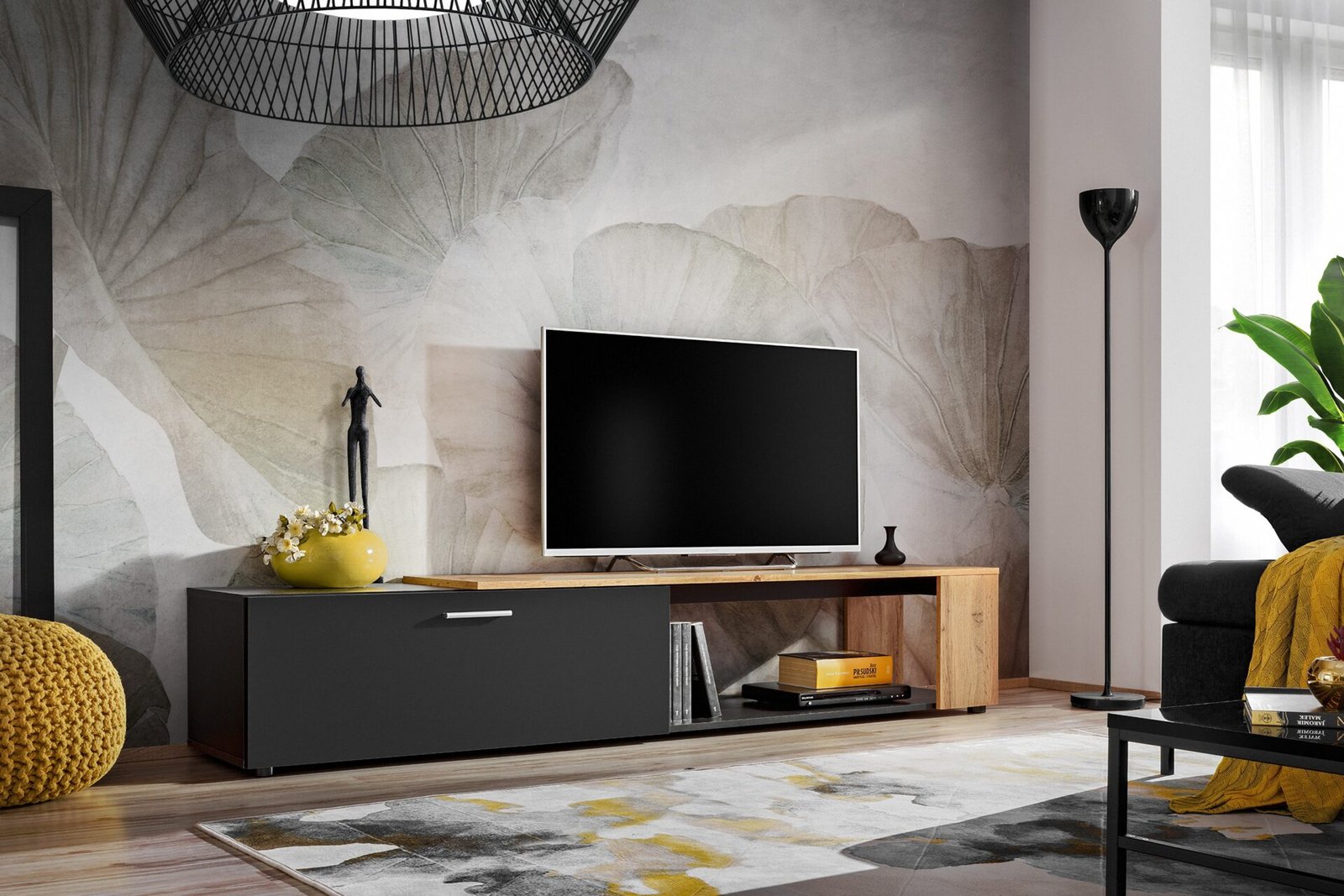 Maze II TV cabinet, black, ASM