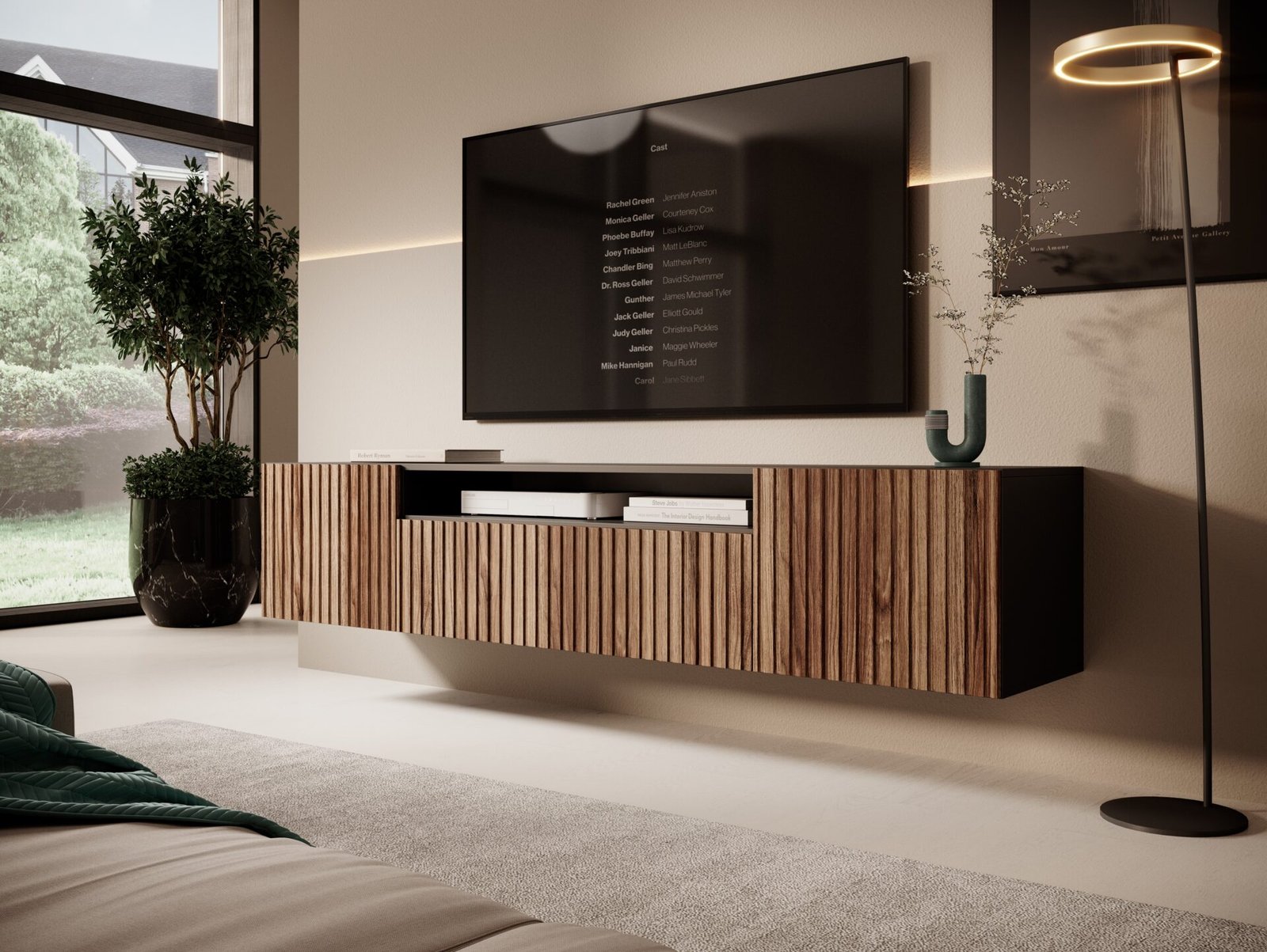 Miro TV cabinet, wall-mounted, black/Catania ADRK - Image 3