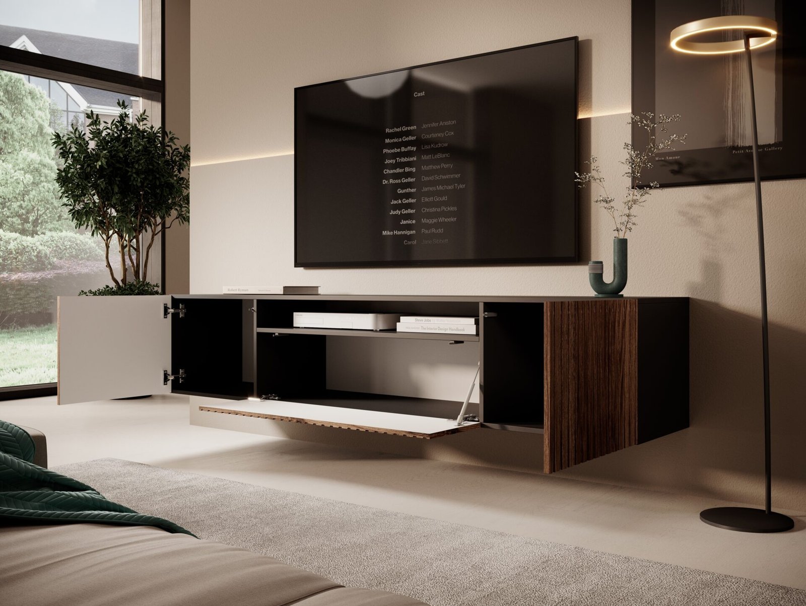 Miro TV cabinet, wall-mounted, black/Catania ADRK - Image 4