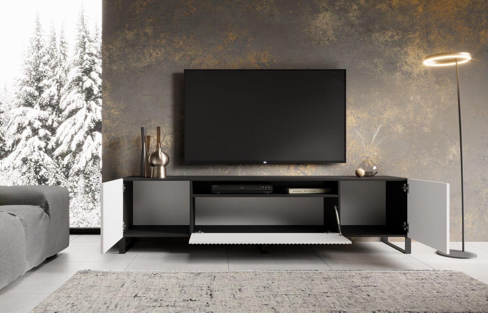 NOEMI TV stand white/black ADRK - Image 2