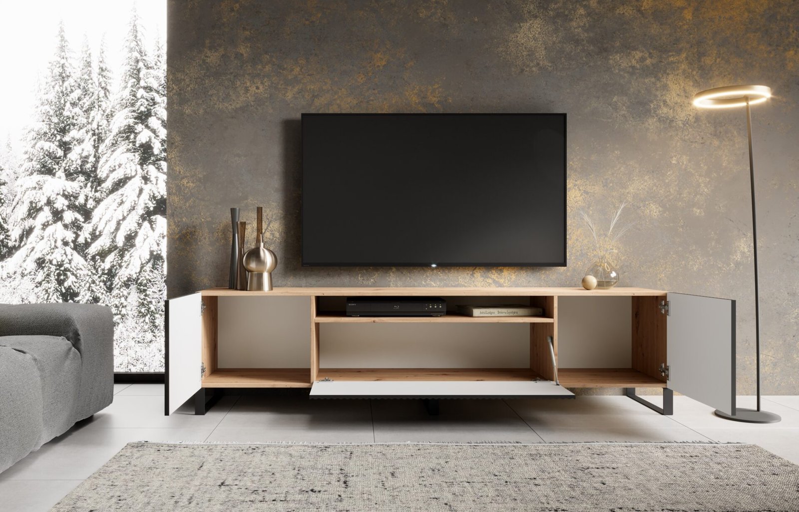 NOEMI TV stand black/Artisan ADRK - Image 2