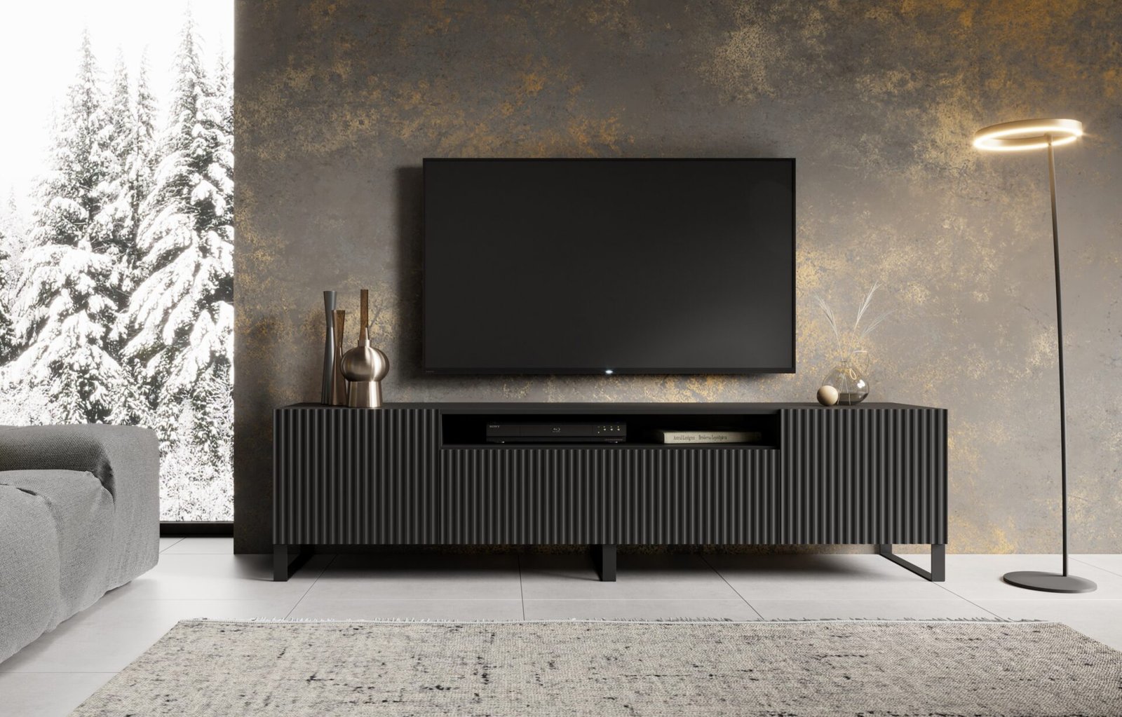 NOEMI TV stand, black, ADRK - Image 3