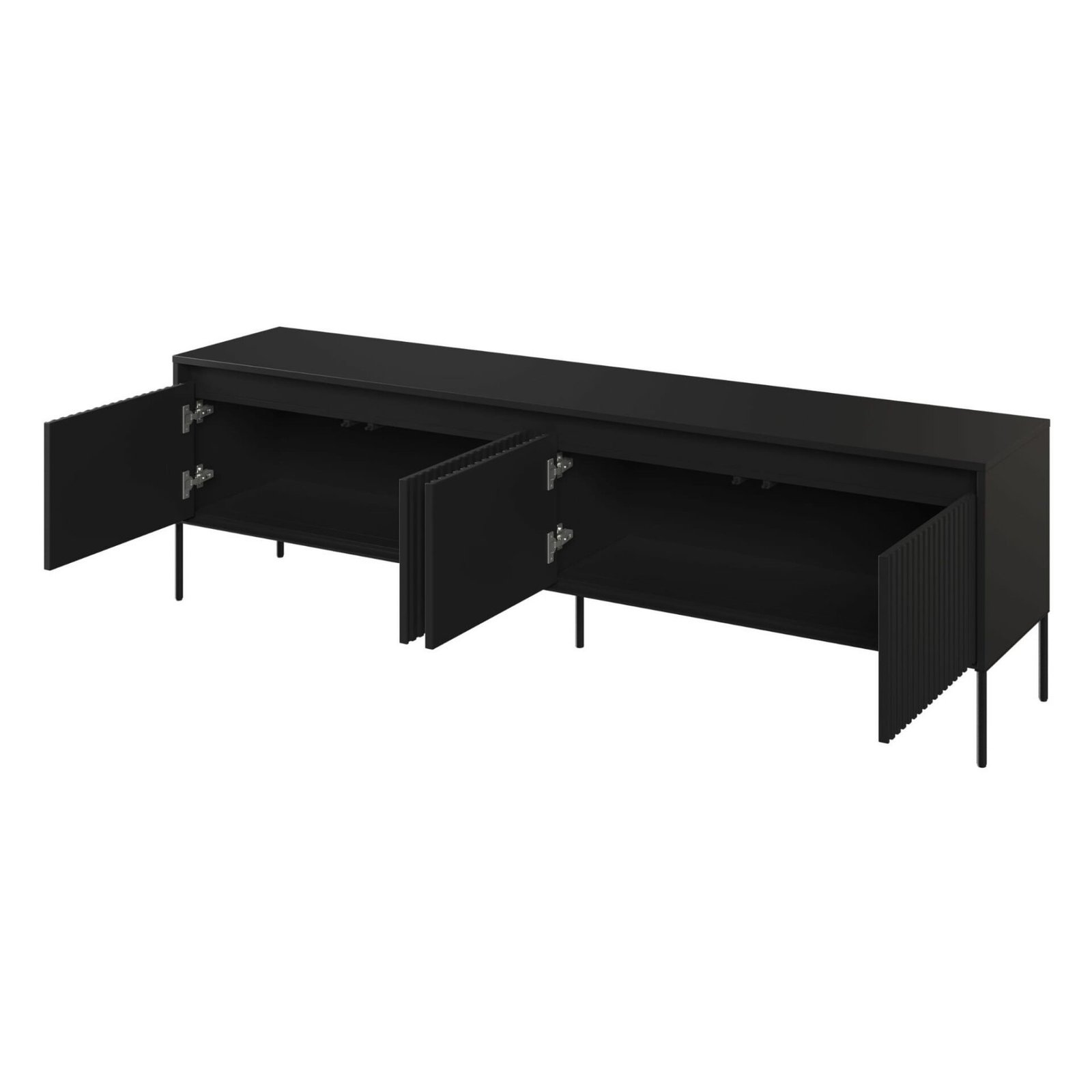 Grooved TV cabinet TREND 06 black/black legs - Image 5