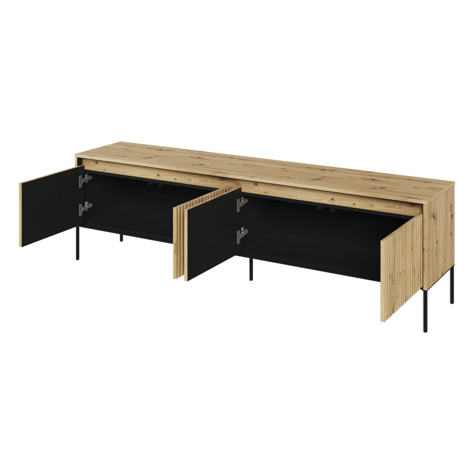 TREND 06 groove TV cabinet, oak finish / black legs - Image 4