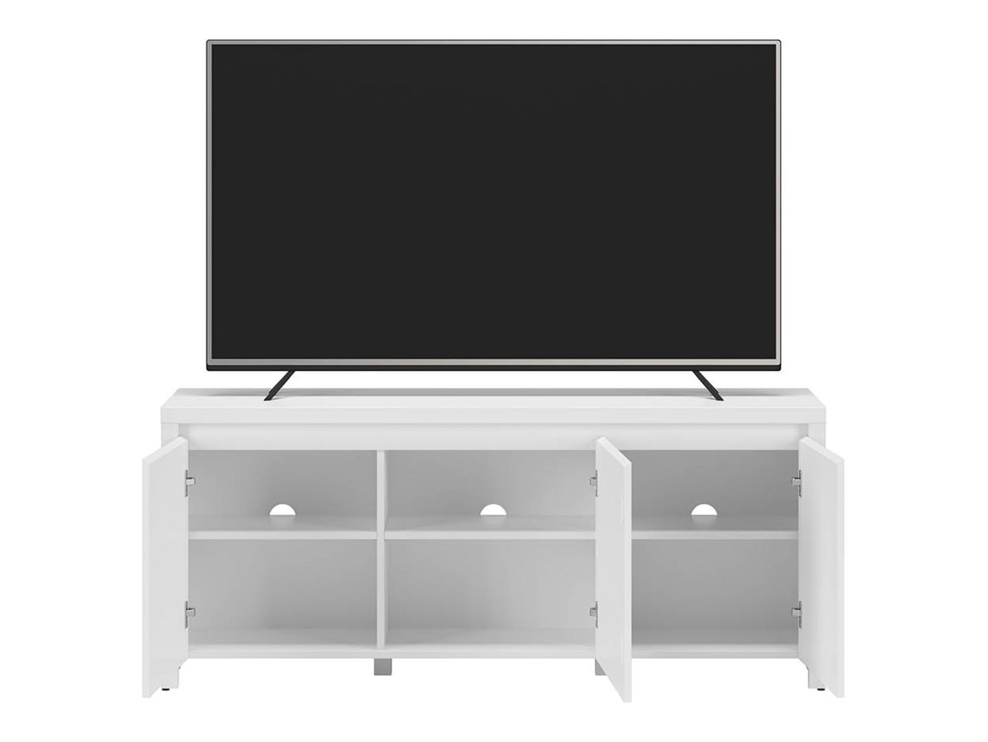 LARIOS three-door TV cabinet, 143 cm, white/glossy white - Image 2