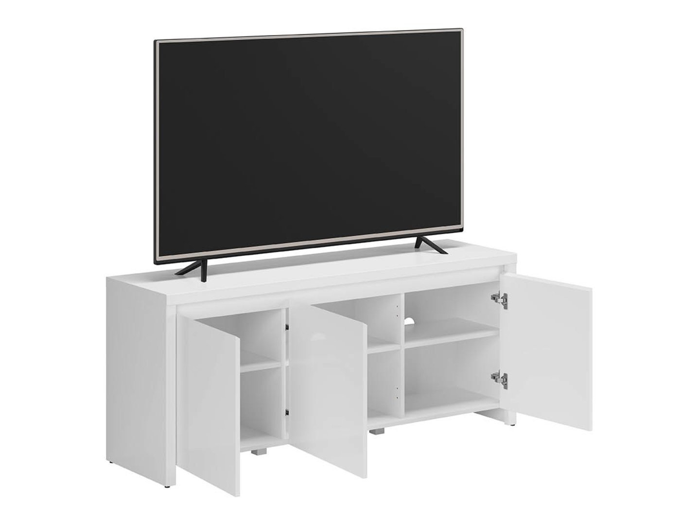 LARIOS three-door TV cabinet, 143 cm, white/glossy white - Image 3
