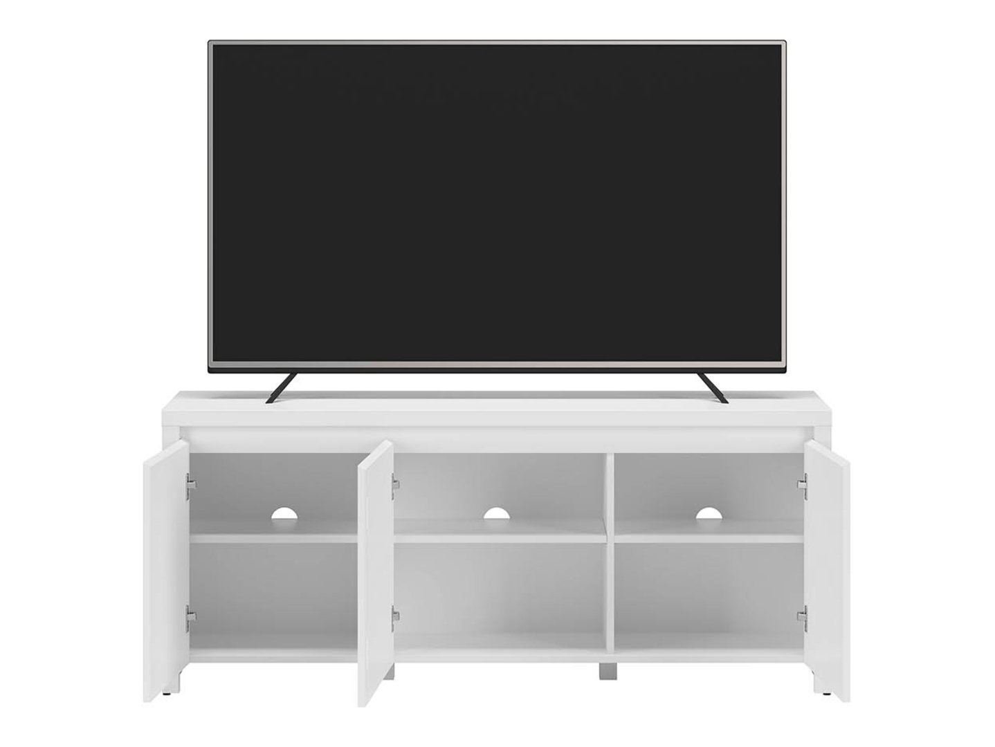 LARIOS three-door TV cabinet, 143 cm, white/glossy white - Image 4