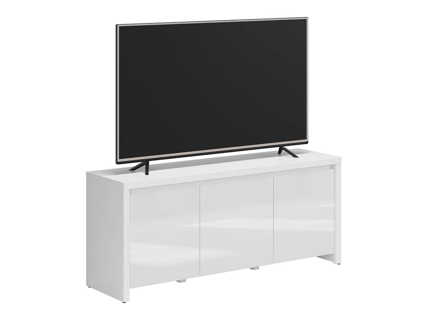 LARIOS three-door TV cabinet, 143 cm, white/glossy white - Image 5