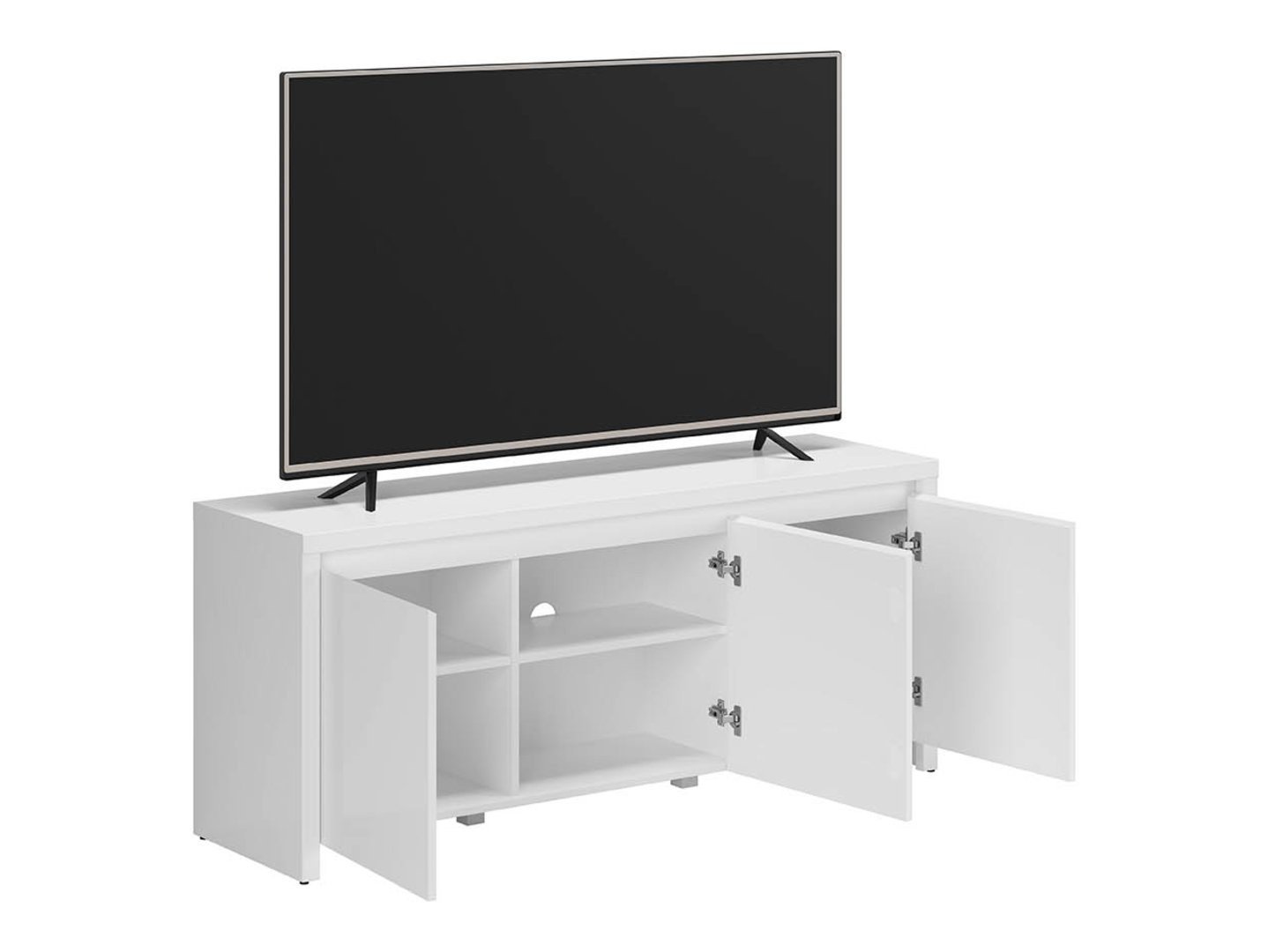 LARIOS three-door TV cabinet, 143 cm, white/glossy white