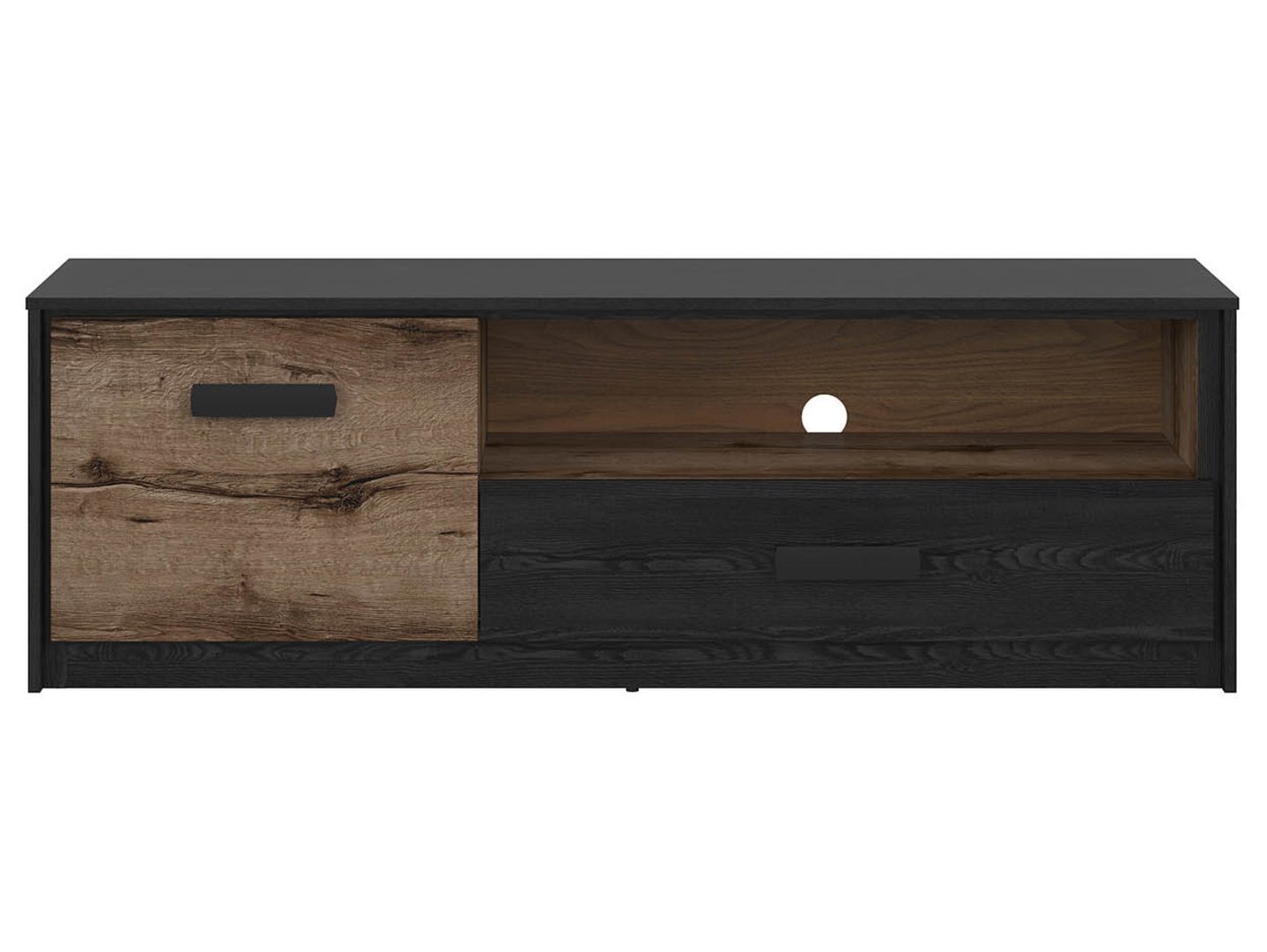 TV cabinet with doors and drawer KASSEL 150 cm monastery oak/black oak - Image 3