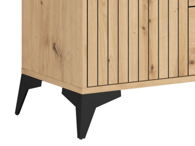 LAMEA TV cabinet with doors and drawer, 135 cm, artificial oak color - Image 3