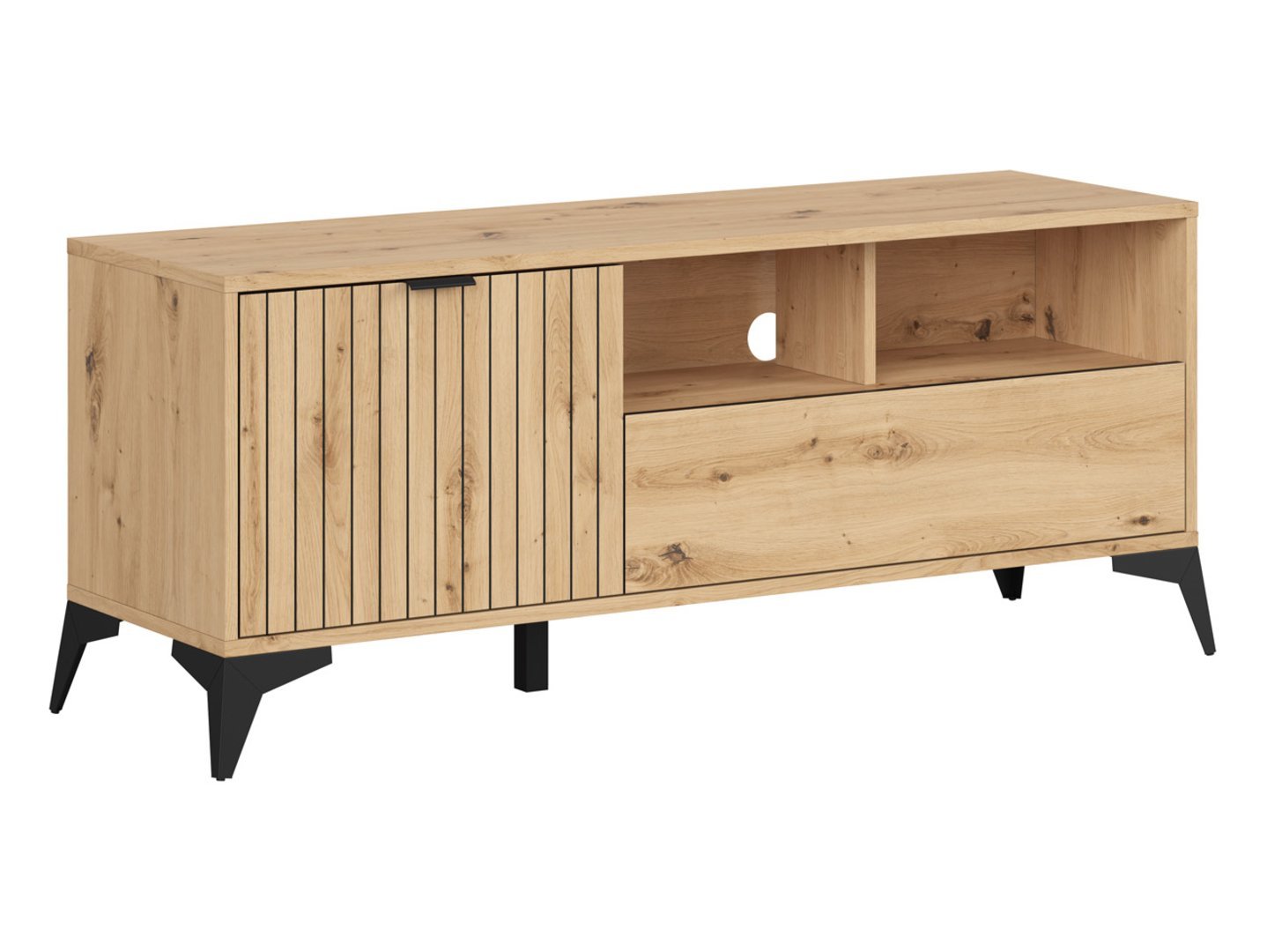 LAMEA TV cabinet with doors and drawer, 135 cm, artificial oak color - Image 5