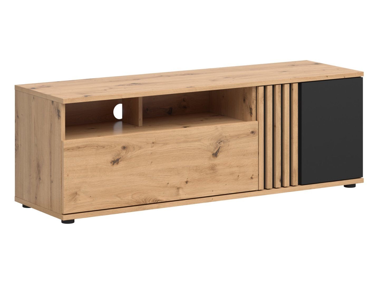 Vabres TV cabinet with door and drawer 135 cm, oak imitation, slats