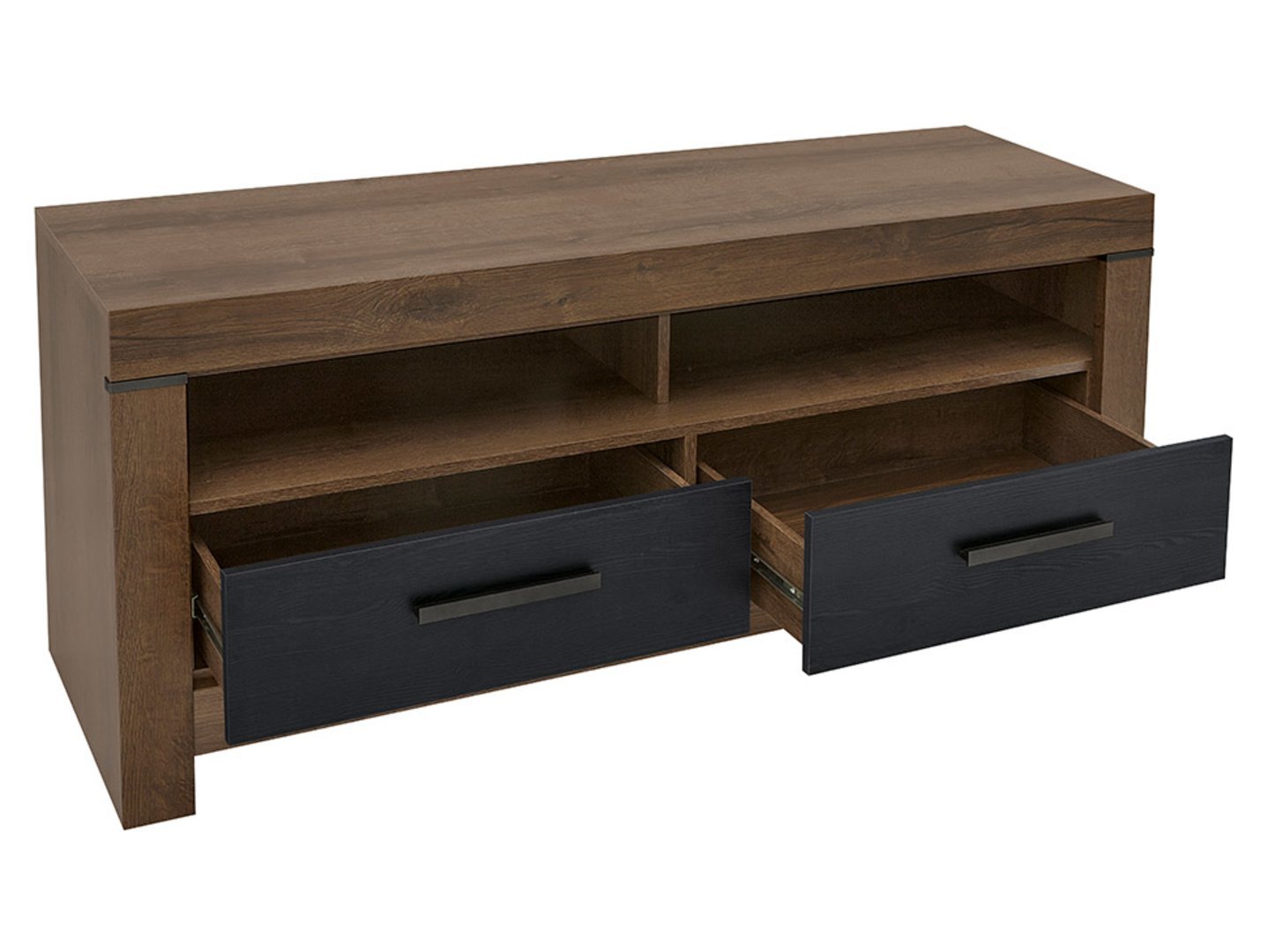 TV cabinet with two drawers BALIN 140 cm monastery oak/black oak - Image 2