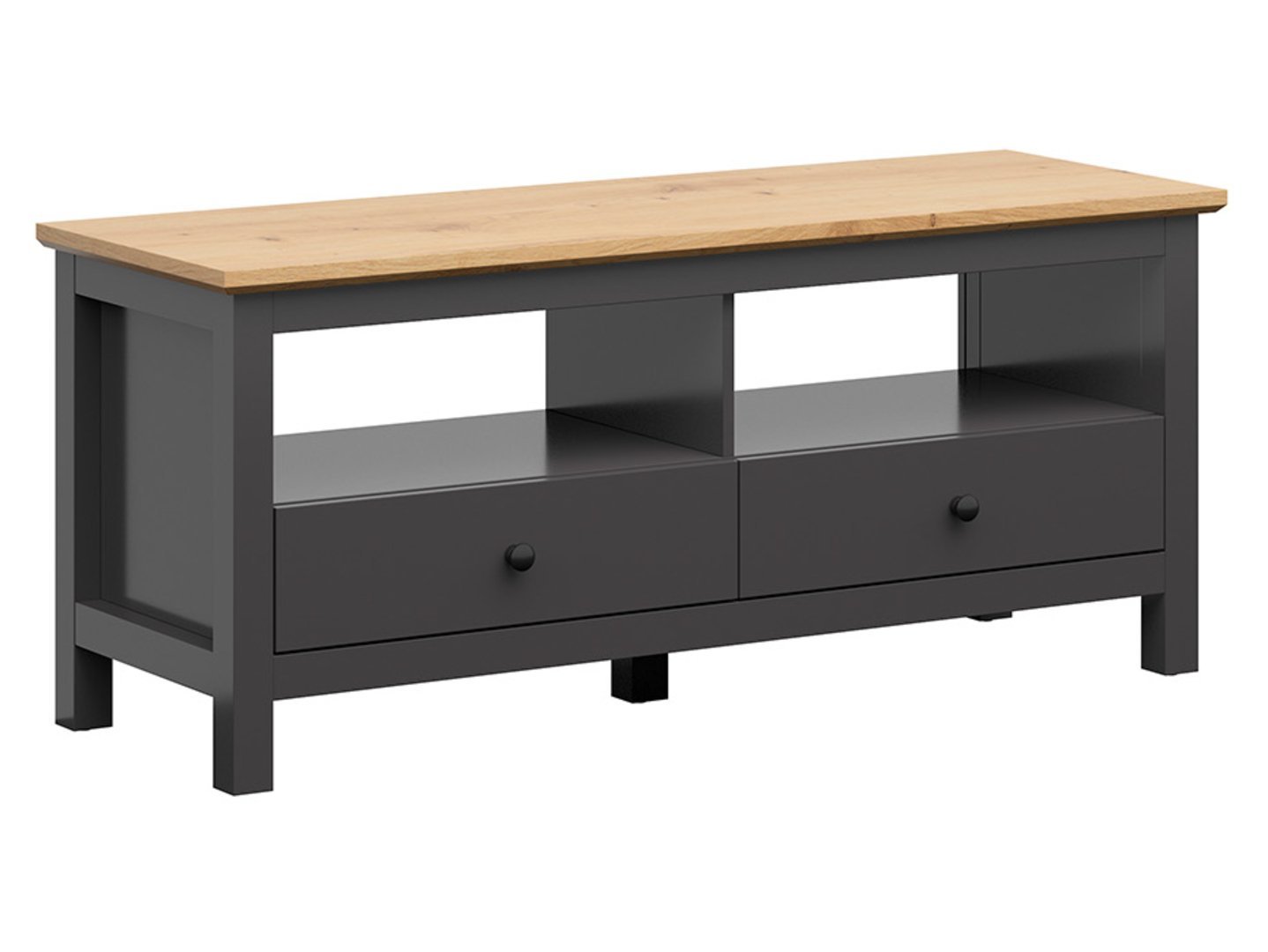 HESEN TV cabinet with two drawers, 137 cm, graphite/artisan oak
