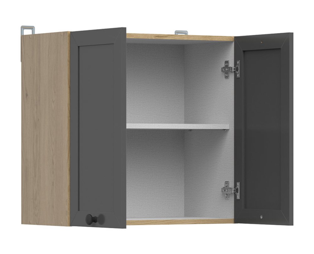 Wall cabinet 60x57 cm JUNONA LINE bernstein oak/graphite - Image 2