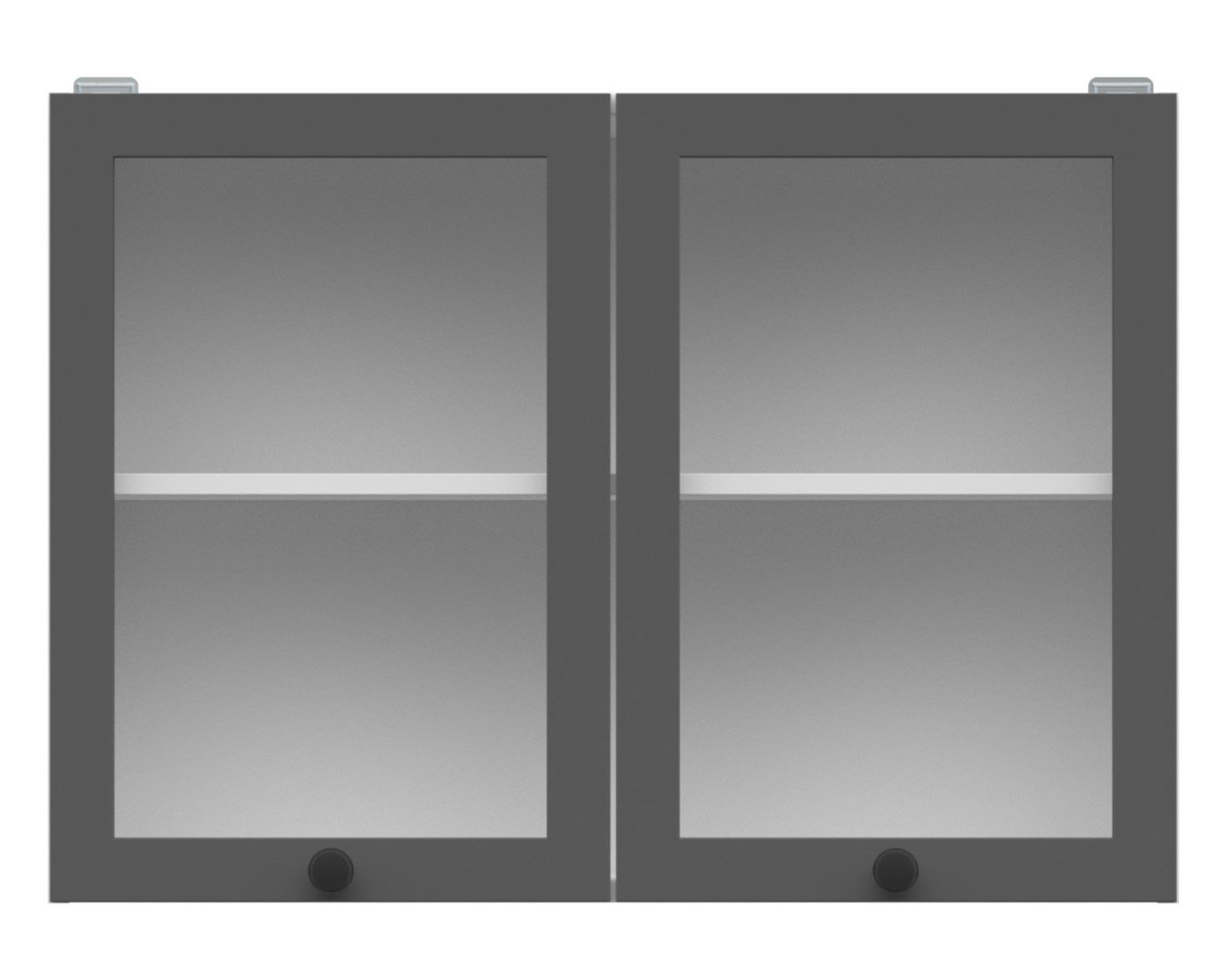 Wall cabinet with display case 80x57 cm JUNONA LINE, white/graphite - Image 2