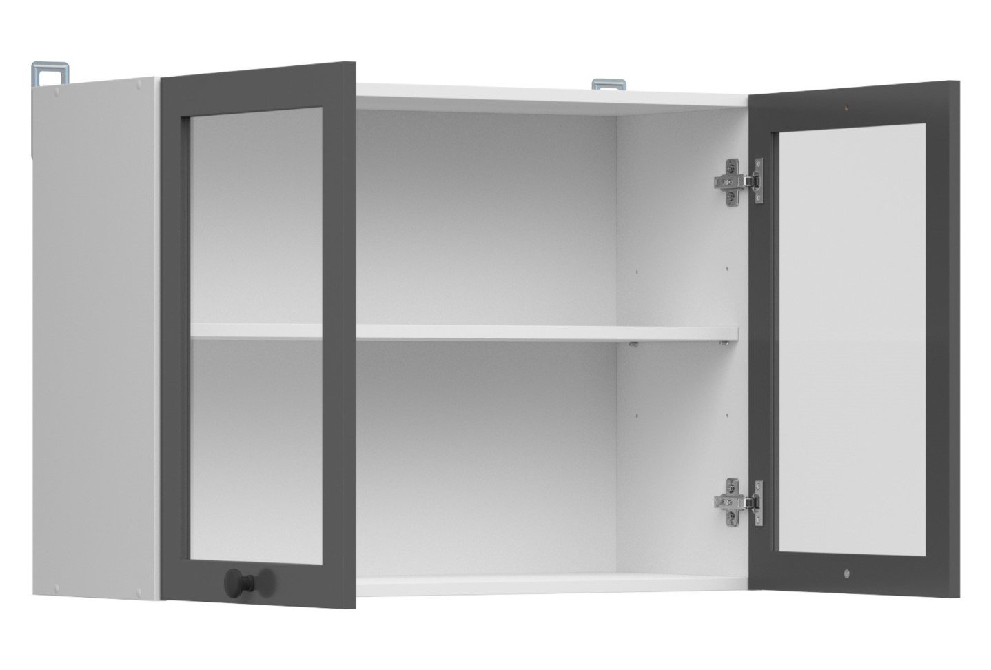 Wall cabinet with display case 80x57 cm JUNONA LINE, white/graphite - Image 3