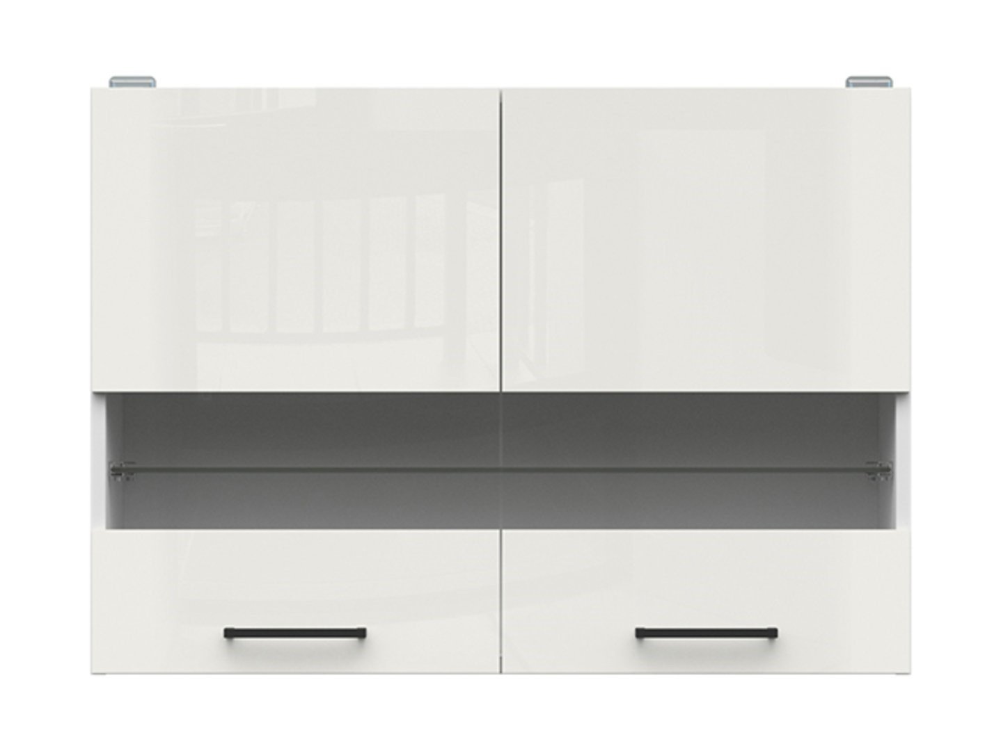 Wall cabinet with display case, 80x57 cm, JUNONA LINE, white/chalk gloss color - Image 2