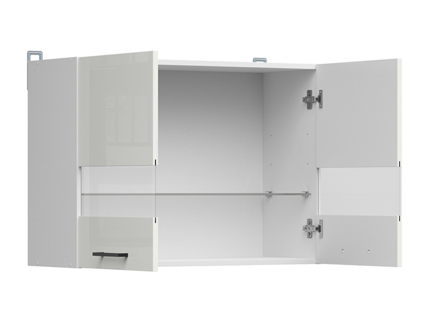 Wall cabinet with display case, 80x57 cm, JUNONA LINE, white/chalk gloss color - Image 3