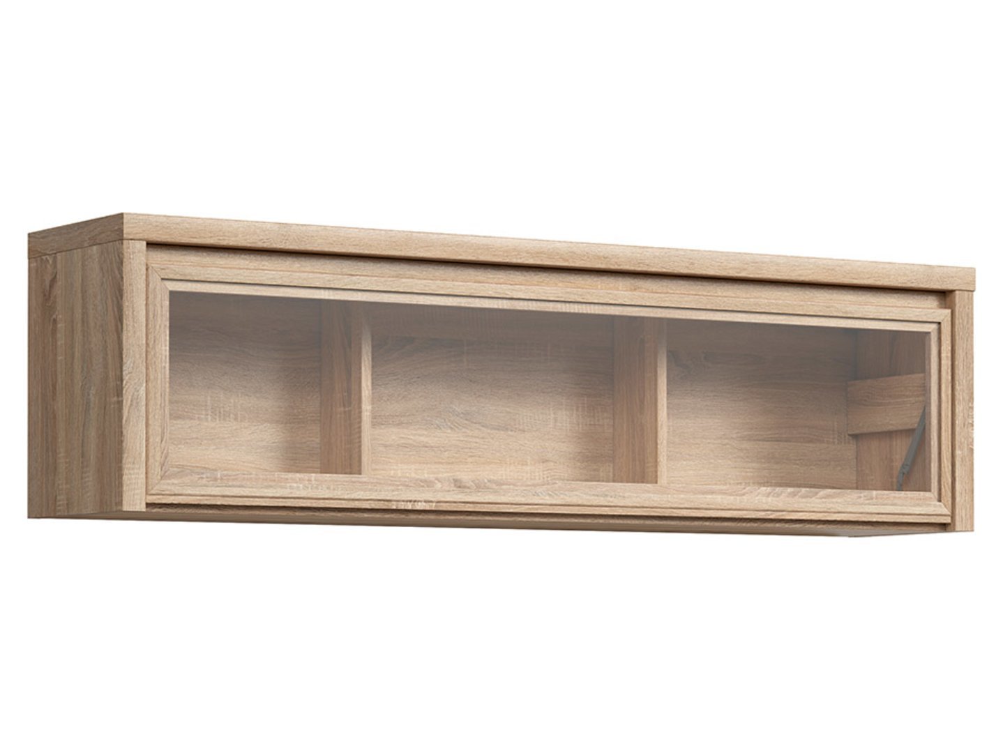 KASPIAN wall cabinet with display case 143.5 cm, Sonoma oak/Sonoma oak
