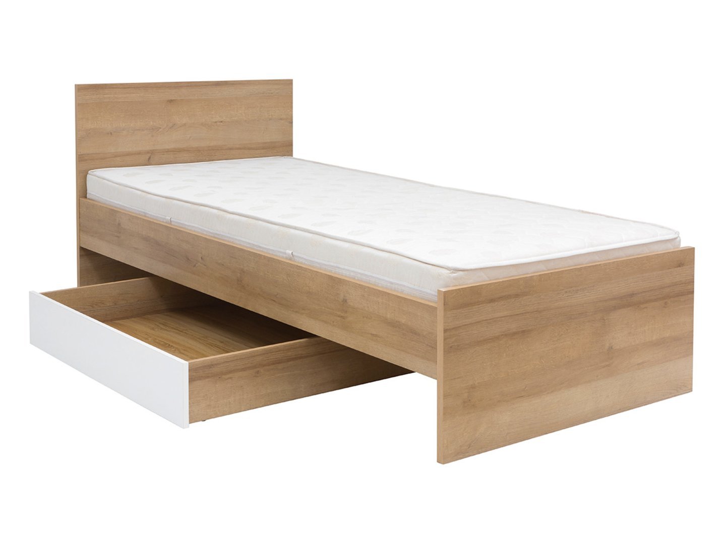 Bed drawer 90 BALDER riviera oak/white glossy color - Image 4