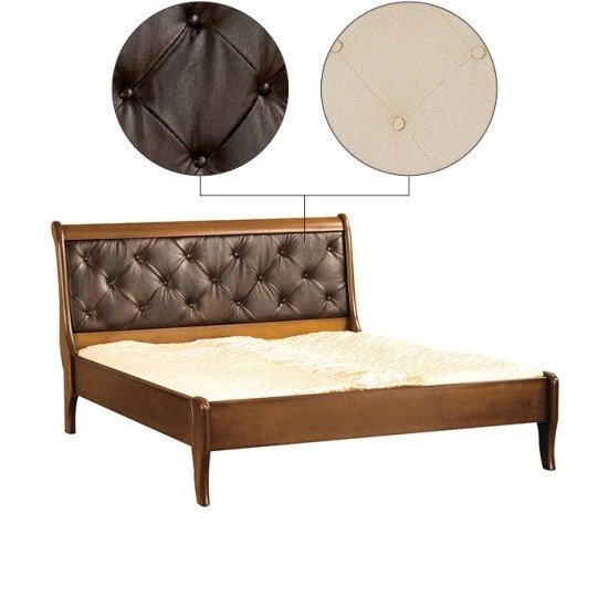 Bed with leather headboard NEPTUN N-T (160 cm wide)