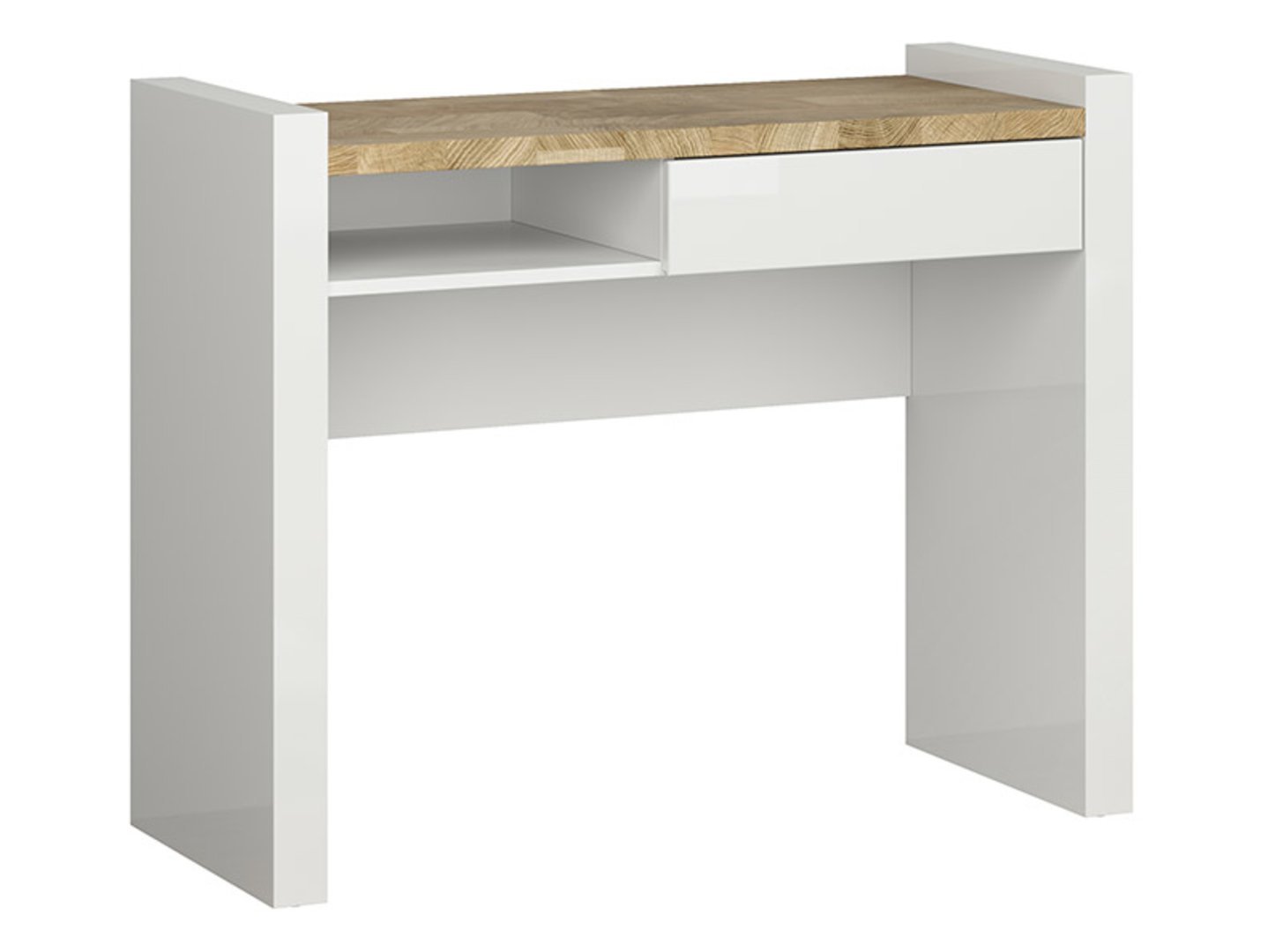 ALAMEDA dressing table with drawer, 41.5 cm, glossy white/Westminster oak