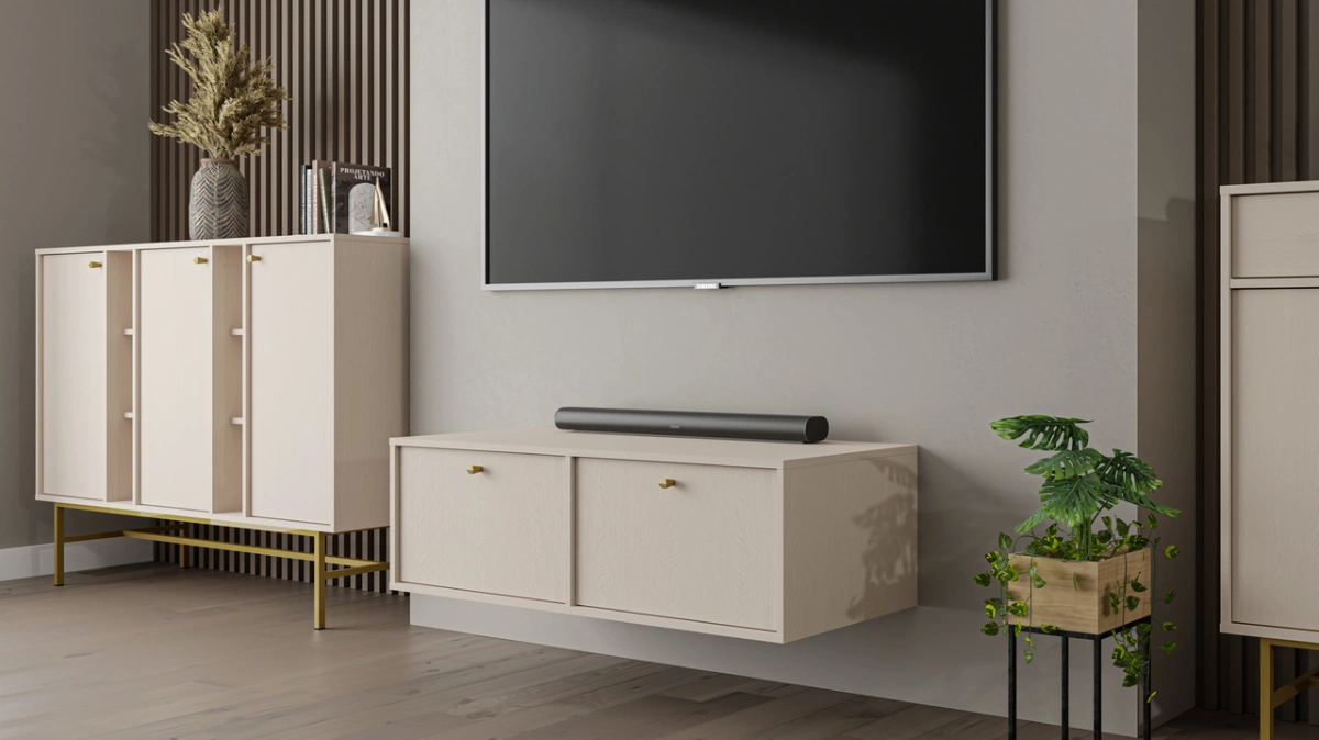Chest of drawers "Tokyo 3F" with cabinets and niches, beige - Image 7