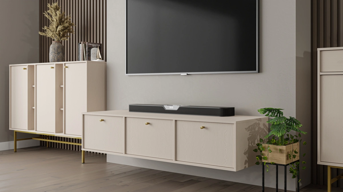 Chest of drawers "Tokyo 3F" with cabinets and niches, beige - Image 6