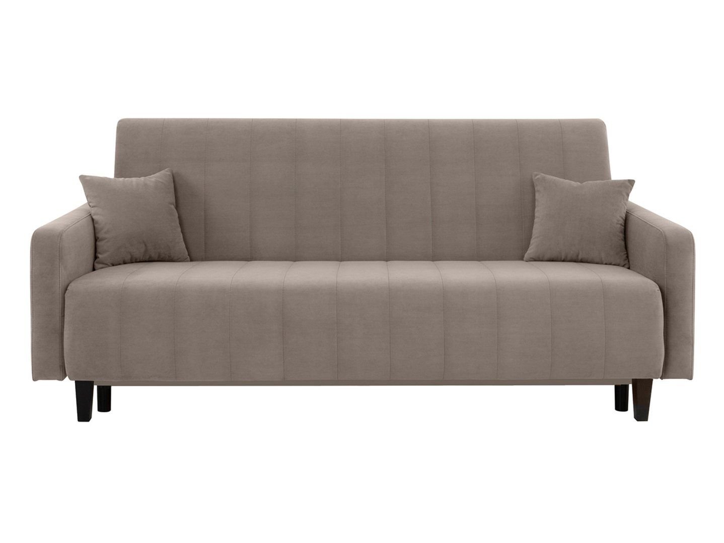 MARCIA three-seater sofa bed with storage compartment, velvet, brown