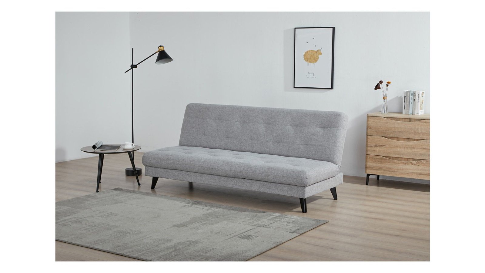 MERTA three-seat sofa-bed with storage compartment, gray - Image 4