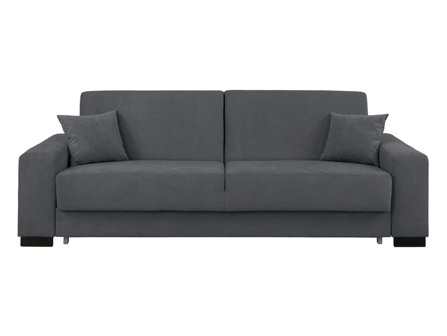 Rubio three-seater sofa bed with sides and storage box, velvet, gray - Image 2