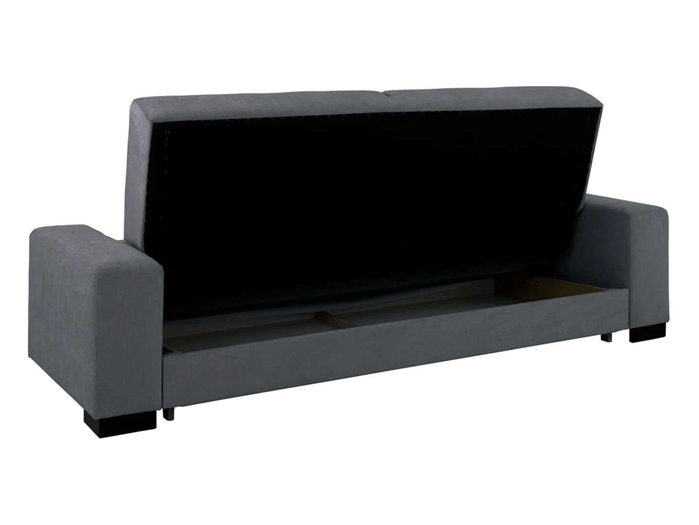 Rubio three-seater sofa bed with sides and storage box, velvet, gray - Image 4