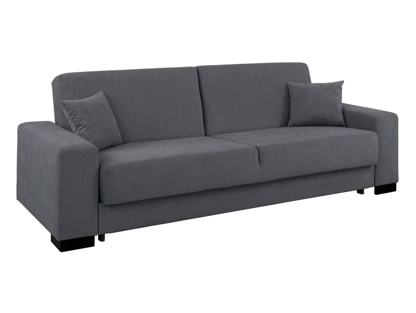 Rubio three-seater sofa bed with sides and storage box, velvet, gray