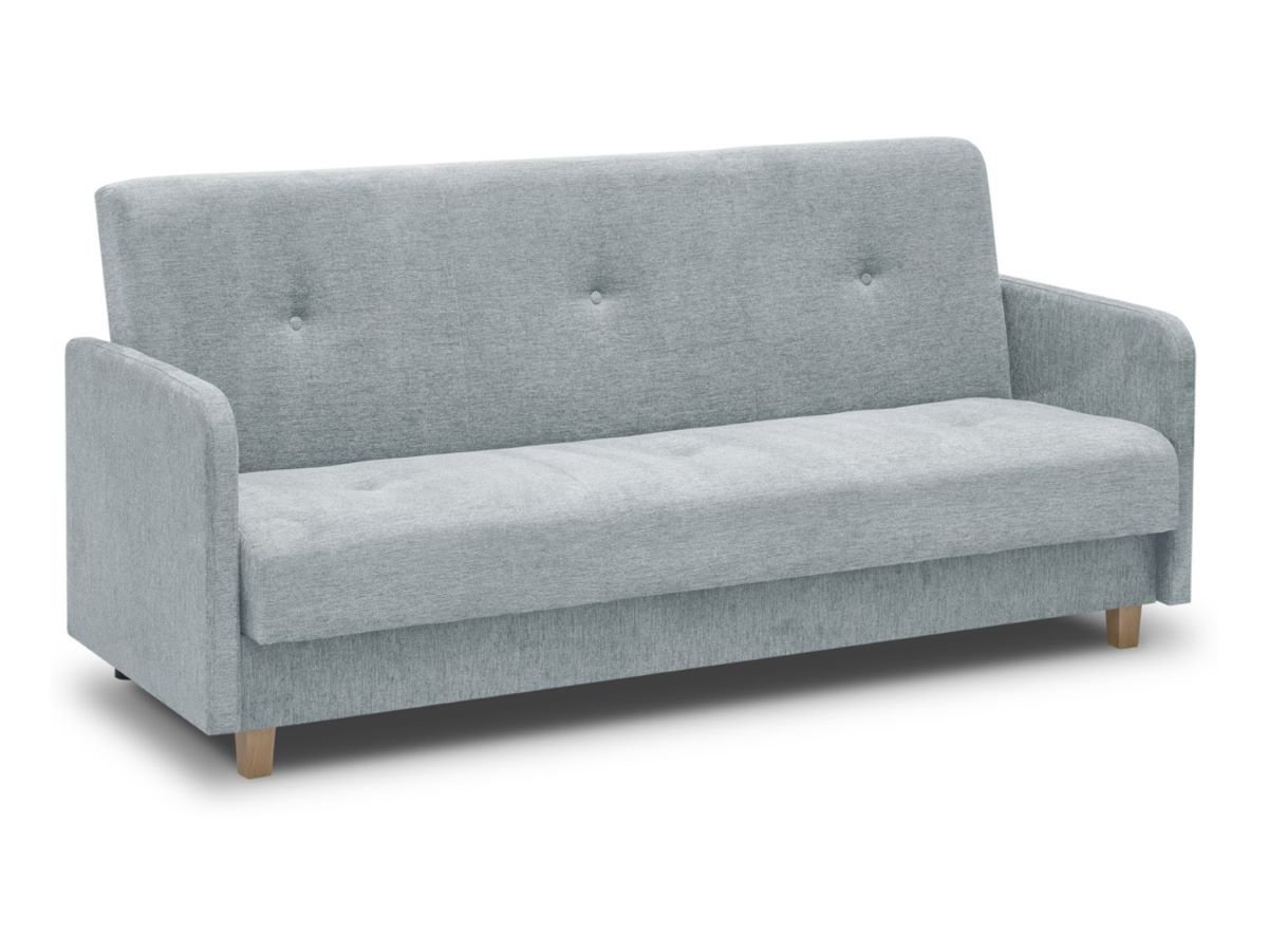 Tyrion three-seater sofa bed with storage box on legs, light gray wicker - Image 5