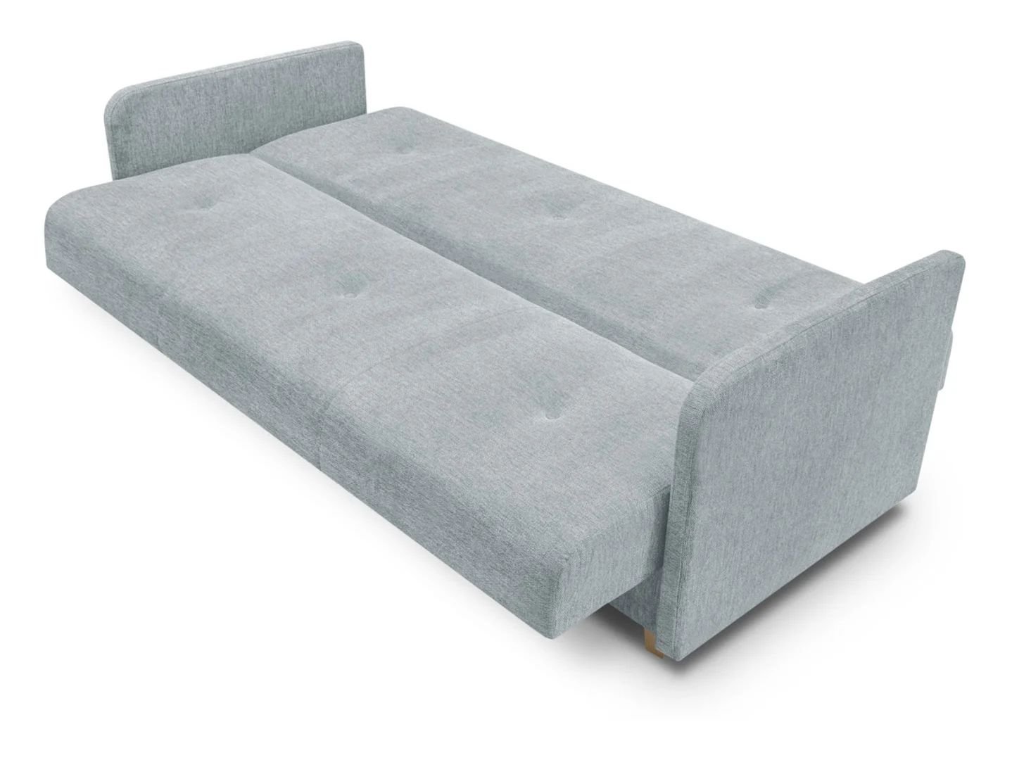 Tyrion three-seater sofa bed with storage box on legs, light gray wicker - Image 7