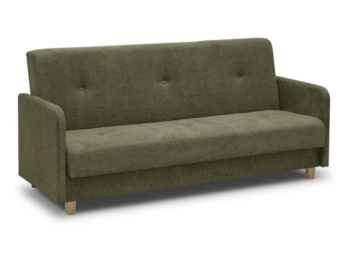 Tyrion three-seater sofa bed with storage box on legs, green wicker - Image 5