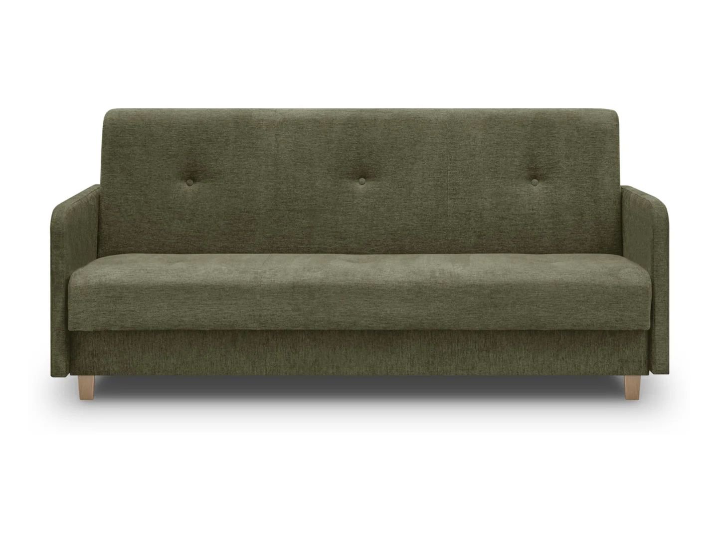 Tyrion three-seater sofa bed with storage box on legs, green wicker - Image 6