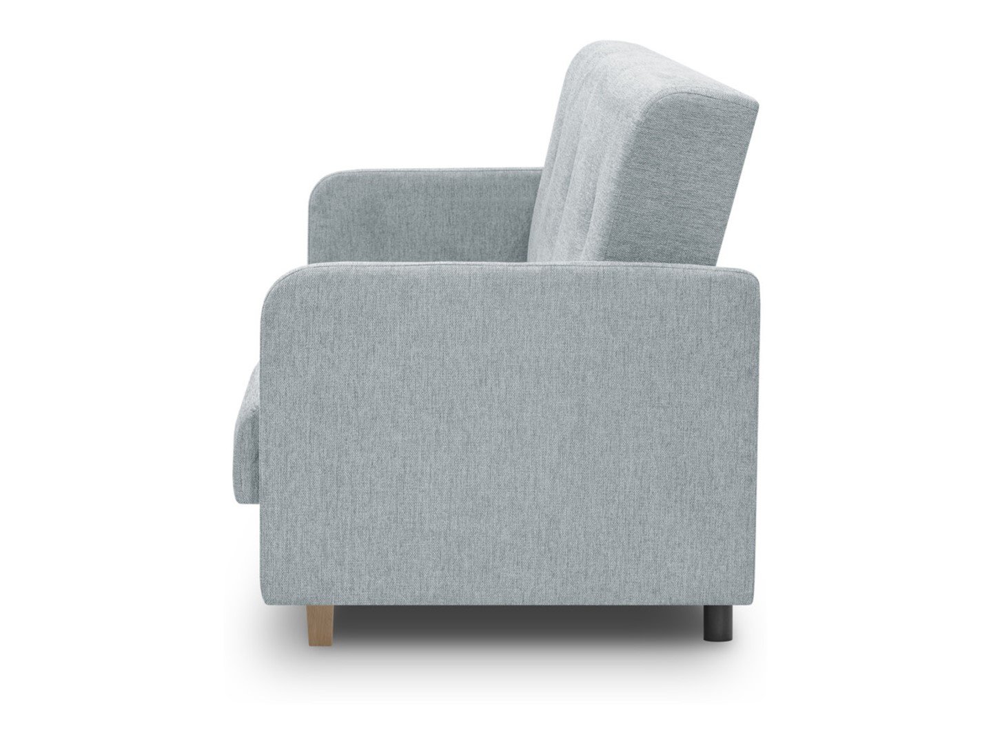 Tyrion three-seater sofa bed with storage box on legs, light gray wicker
