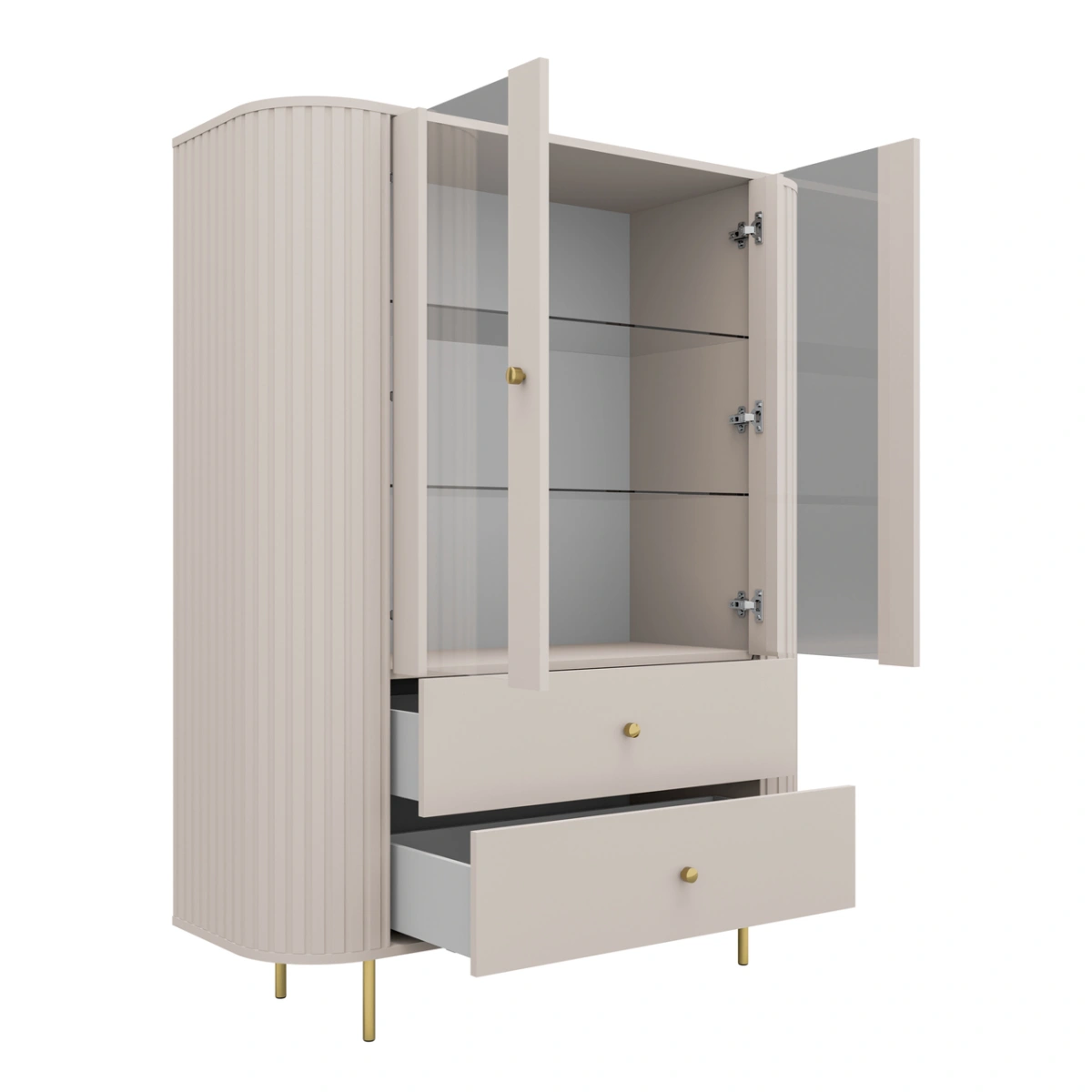 Showcase 2F2S with drawers 122 Oval beige - Image 3