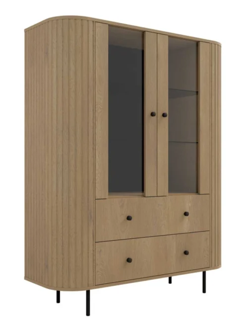 Showcase 2F2S with drawers 122 Oval cremona oak