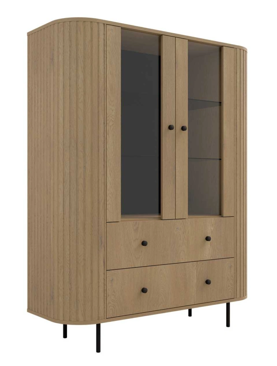 Showcase 2F2S with drawers 122 Oval cremona oak