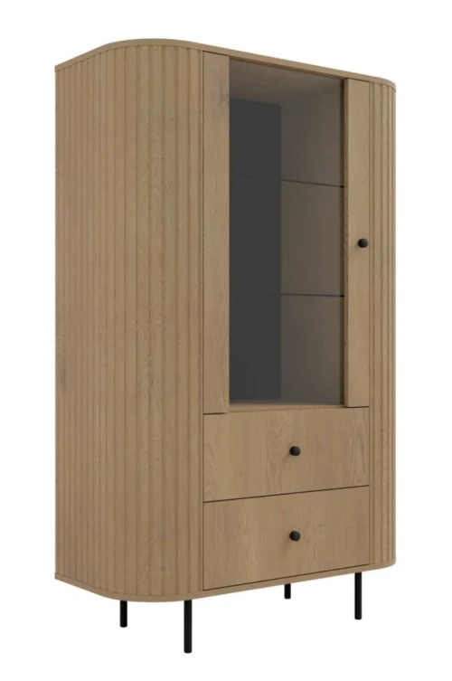 Showcase 1F2S with drawers 112 Oval cremona oak