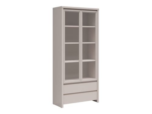 Two-door display cabinet with two drawers KASPIAN 90 cm cashmere color