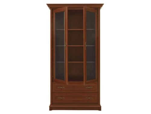 Two-door display cabinet with two drawers KENT 110 cm chestnut