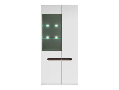 Two-door glass display cabinet AZTECA TRIO 90 cm white/white glossy