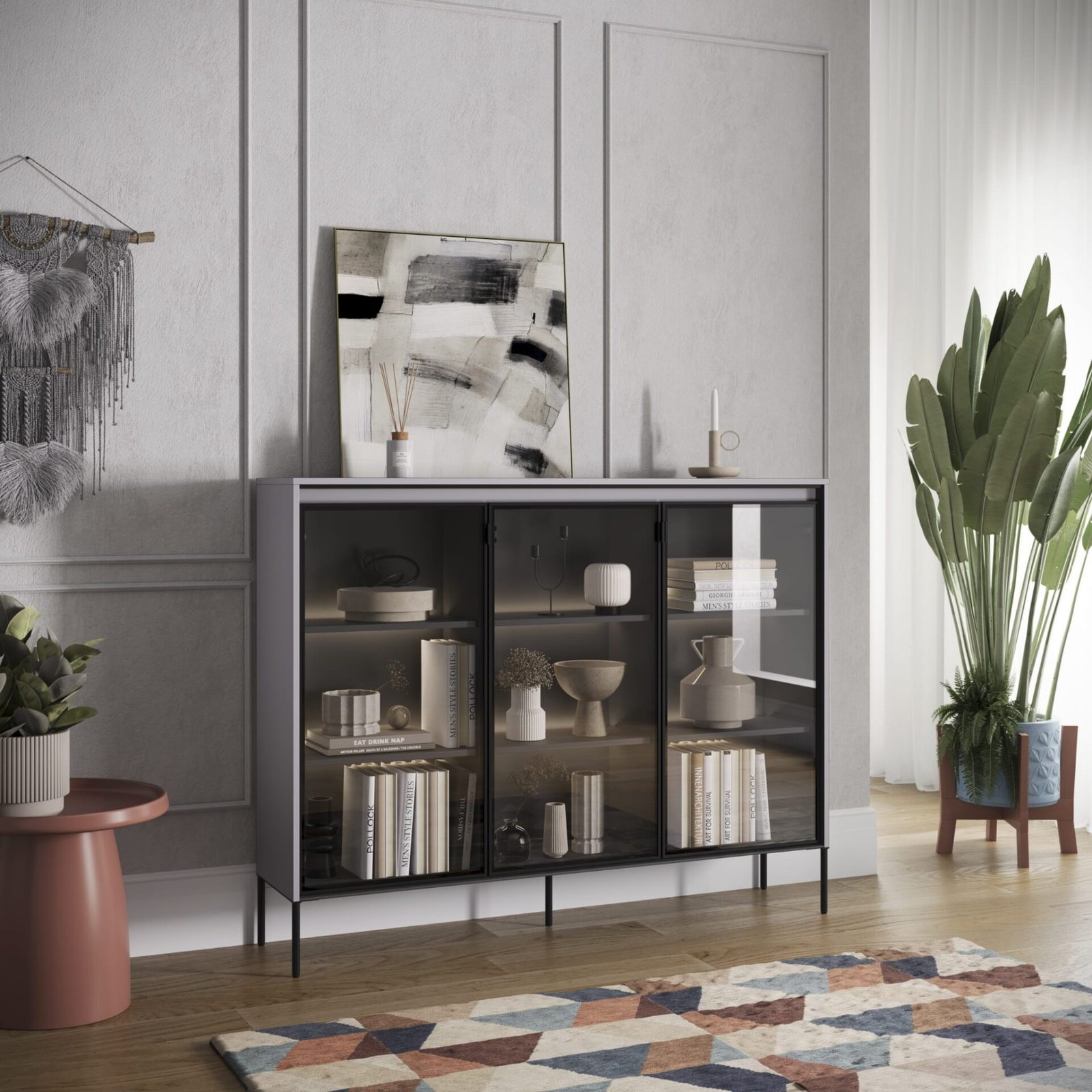 TREND 08 glass display case, grey/black legs - Image 6